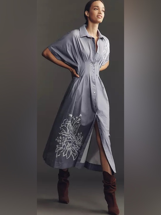 Exquise Dresses & Skirts - NWT Anthropology Exquise Tobie Shirt Dress Lavender Purple Floral Embellished